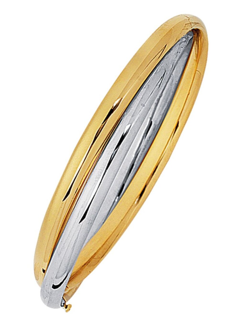 14K Two-Tone Gold Interlocked Bangle Bracelet